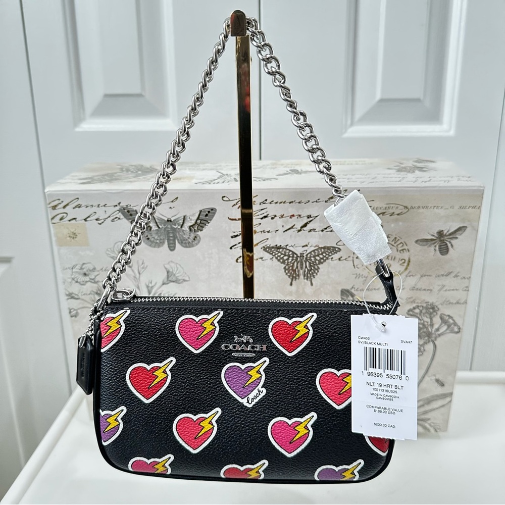 New Coach CW452 Nolita 19 With Heart Bolt Print Black Multi - Picture 4 of 12